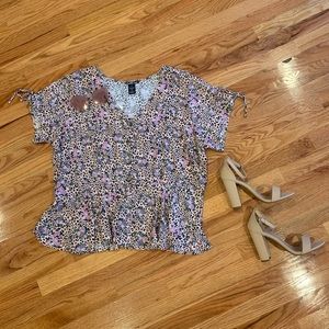 Boho floral & leopard print top